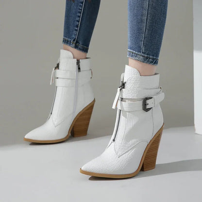 Funki Findz | Boots | Women's Pointed Toe Zip Up Ankle Boots