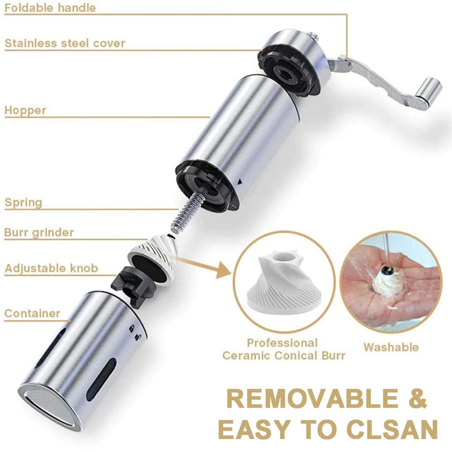 Funki Findz | Coffee Grinder | Stainless Steel Portable Coffee Mill