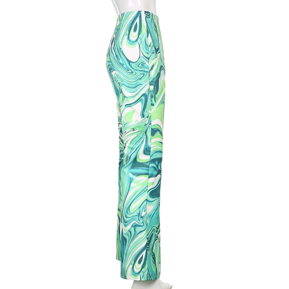 Funki Findz | Pants | Women's Ripple Print Flared Bell Bottoms