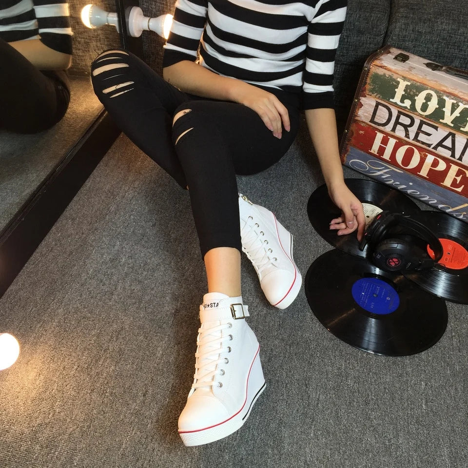 Funki Findz | Boots | Women's High Top Platform Wedge Sneaker