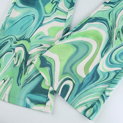 Funki Findz | Pants | Women's Ripple Print Flared Bell Bottoms