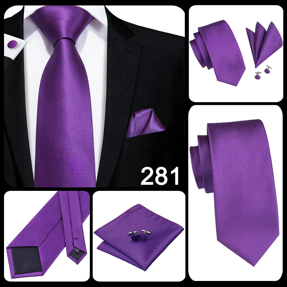 Funki Findz | Neckties | Men's Purple Silk Wedding 3Pcs Tie Set
