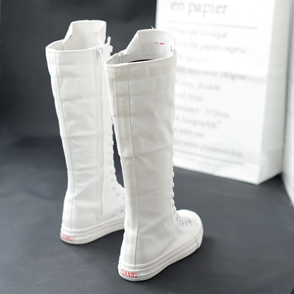 Funki Findz | Boots | Women's Lace Up Canvas Knee High Boots