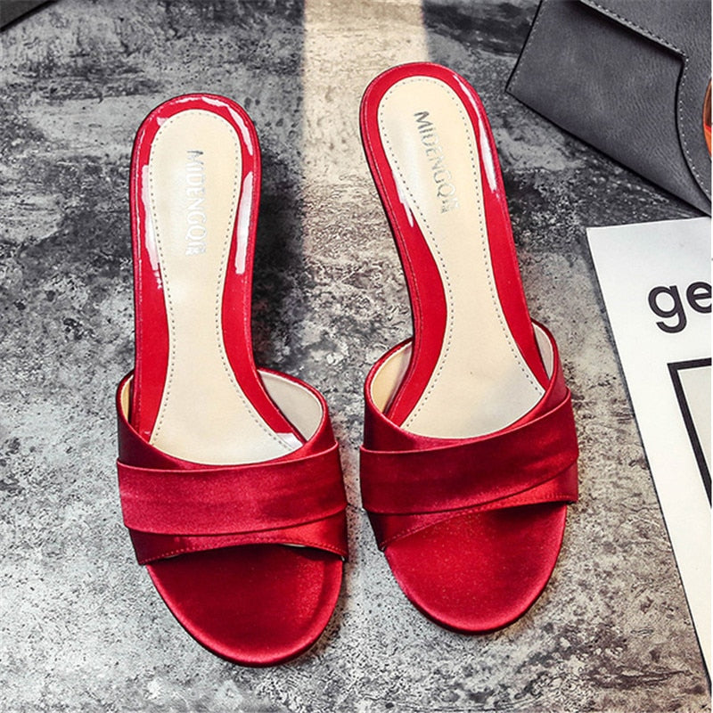 Funki Findz | Shoes | Women's Luxury Satin Low Heel Slides