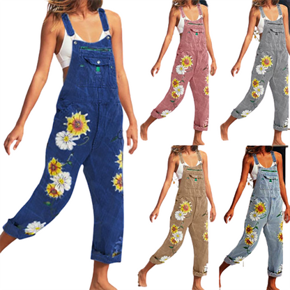 Funki Findz | Pants | Women's Sunflower Denim Bib Overalls