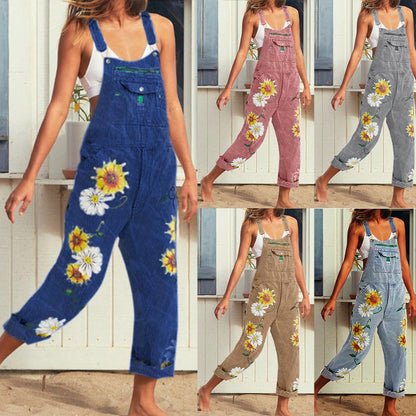 Funki Findz | Pants | Women's Sunflower Denim Bib Overalls