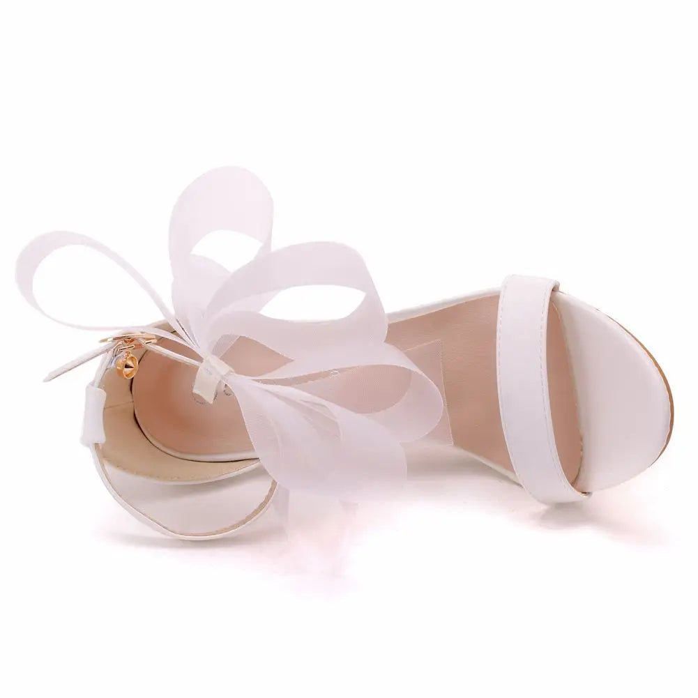 Funki Findz | Shoes | Women's Chiffon Bow High Bridal Sandals