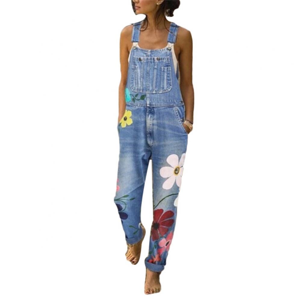 Funki Findz | Pants | Women's Floral Denim Suspender Overalls
