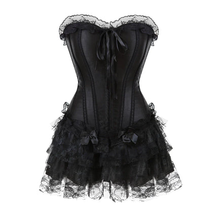 Funki Findz | Dresses | Women's Gothic Satin Lace Corset Dress