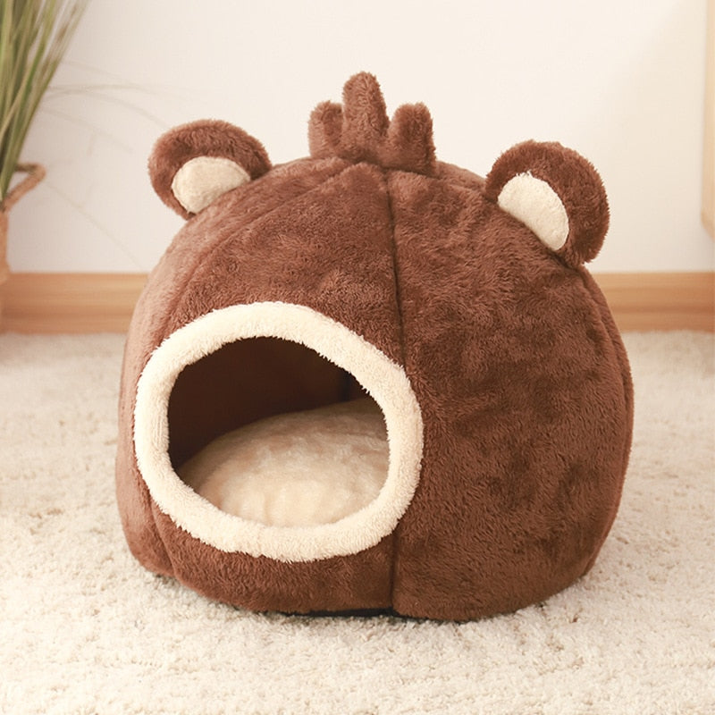 Funki Findz | Pet Beds | Cat Bed | Cute Bear Head Shaped Cat House Nest