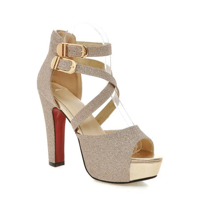 Funki Findz | Shoes | Women's Gold Glitter Platform Sandals