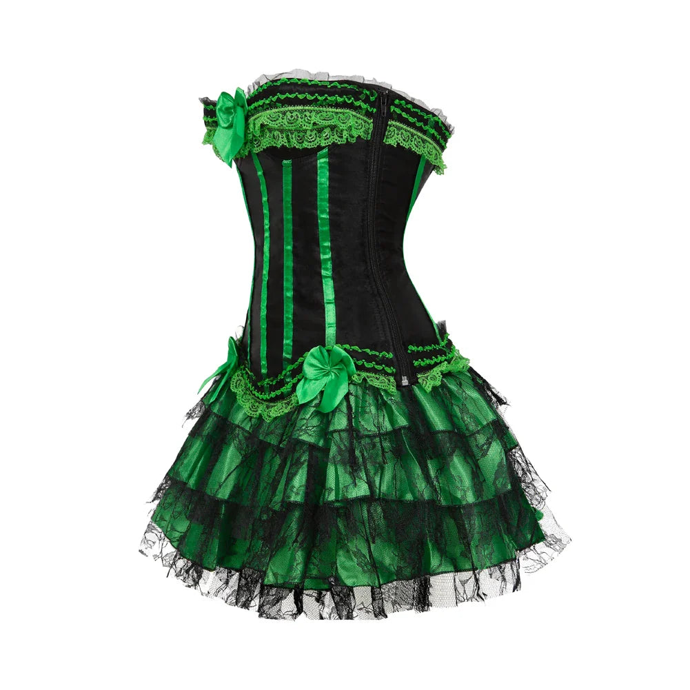 Funki Findz | Dresses | Women's Gothic Satin Lace Corset Dress