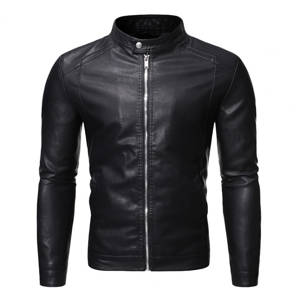 Funki Findz | Jackets | Men's Faux Leather Stand Collar Jacket