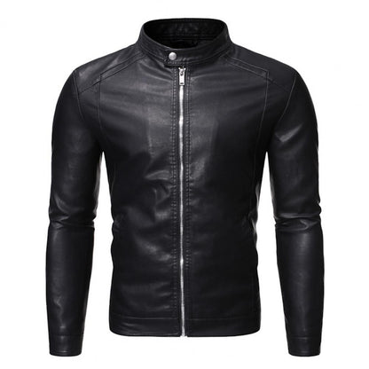 Funki Findz | Jackets | Men's Faux Leather Stand Collar Jacket