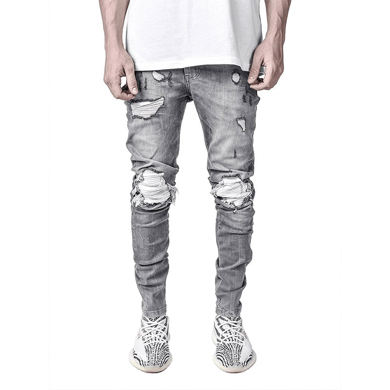 Funki Findz | Pants | Men's Skinny Buckle Strap Zipper Jeans