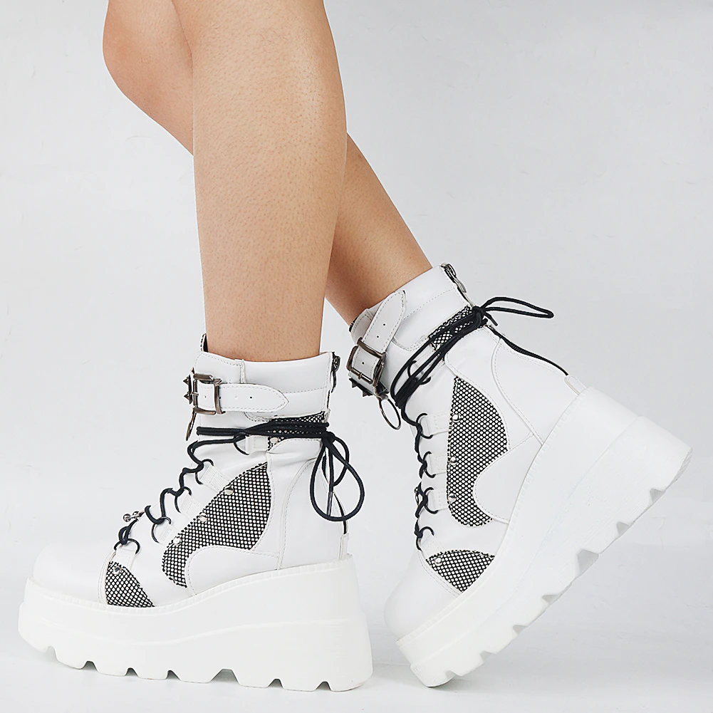 Funki Findz | Boots | Women's Punk High Platform Wedge Boots