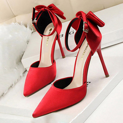 Funki Findz | Shoes | Women's Elegant Silk Bow Stiletto Pumps