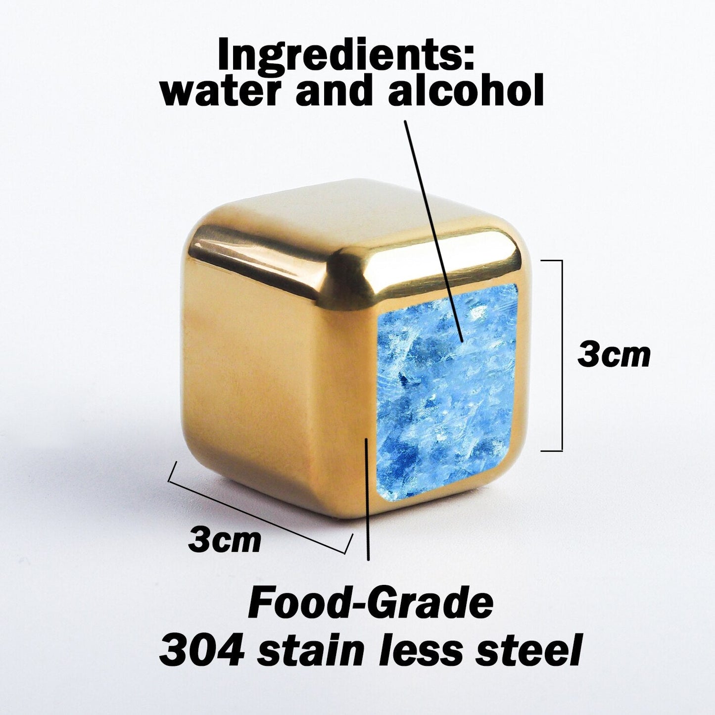 Funki Findz | Whisky Stones | Gold Stainless Steel Ice Cube Sets
