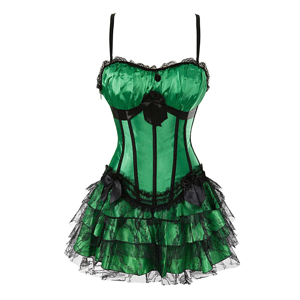 Funki Findz | Dresses | Women's Gothic Satin Lace Corset Dress