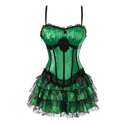 Funki Findz | Dresses | Women's Gothic Satin Lace Corset Dress