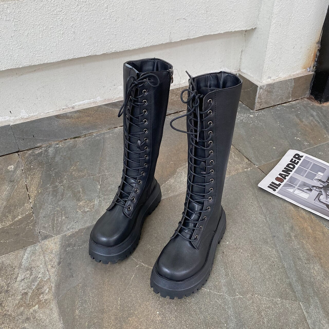 Funki Findz | Boots | Women's White Gothic Punk Lace Up Boots