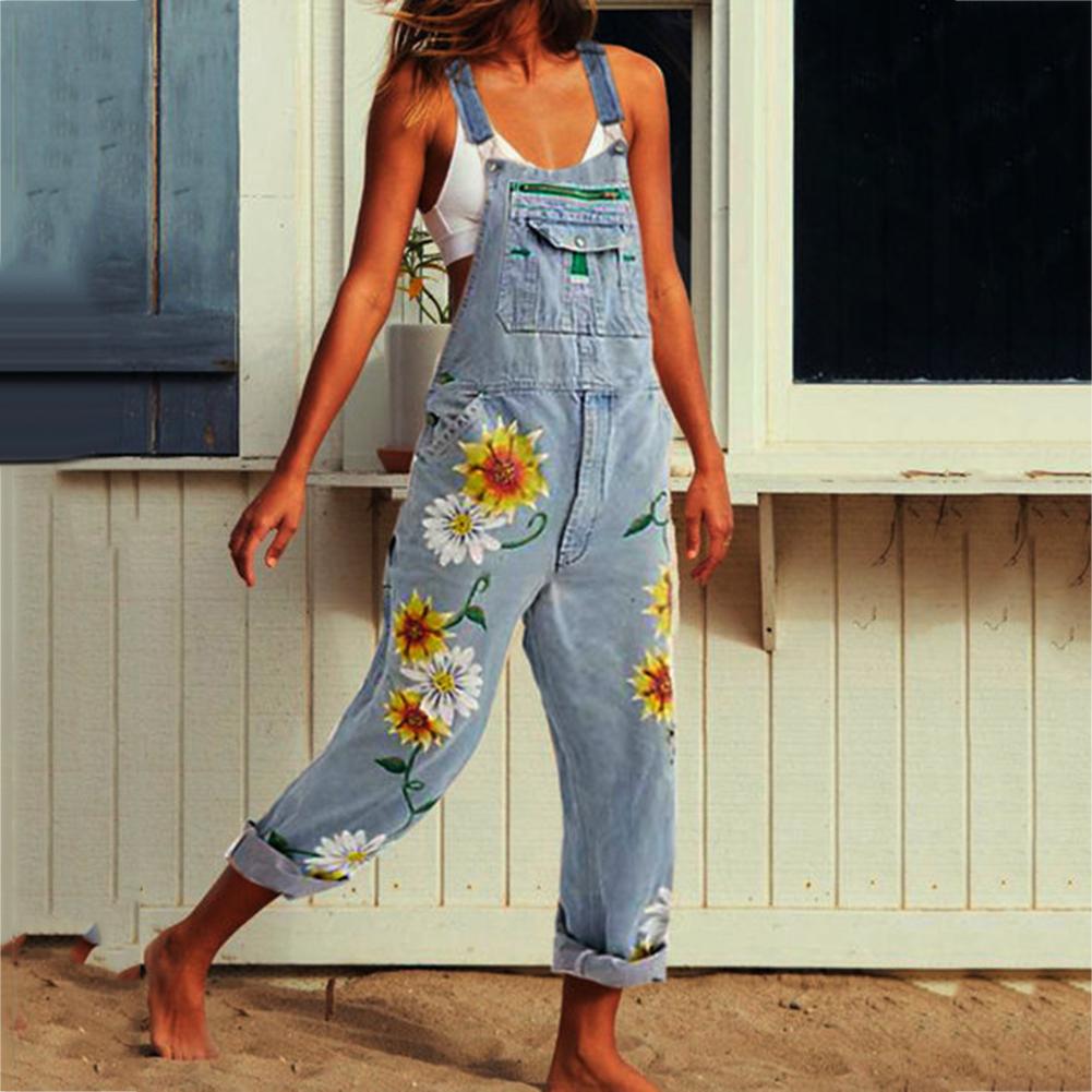 Funki Findz | Pants | Women's Sunflower Denim Bib Overalls