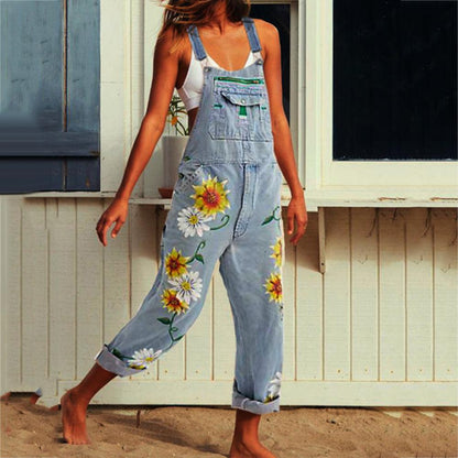 Funki Findz | Pants | Women's Sunflower Denim Bib Overalls
