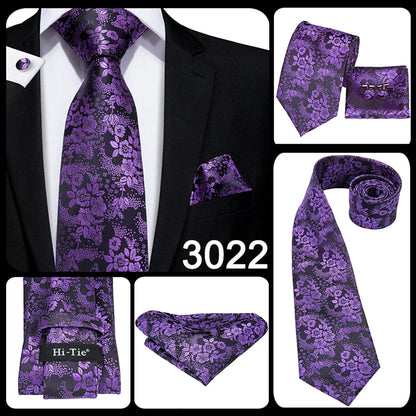 Funki Findz | Neckties | Men's Purple Silk Wedding 3Pcs Tie Set