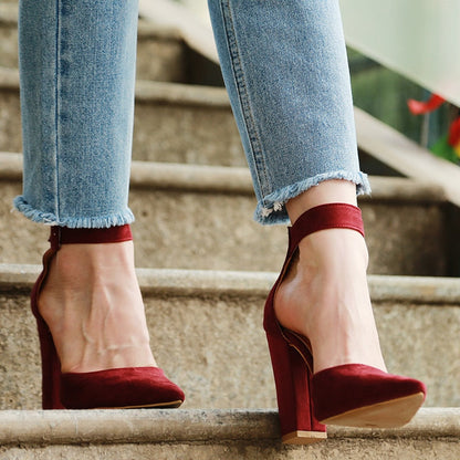 Funki Findz | Shoes | Women's High Block Heel Flock Party Shoe