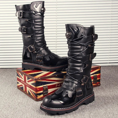 Funki Findz | Boots | Men's Knee-High Combat Motorcycle Boots