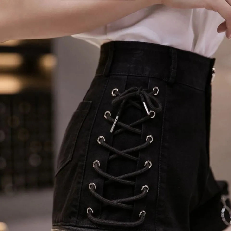 Funki Findz | Shorts | Women's Gothic Punk Lace Up Shorts