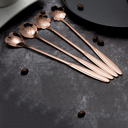 Funki Findz | Spoons |  Flower Spoons | Long Handle Spoons 4Pc