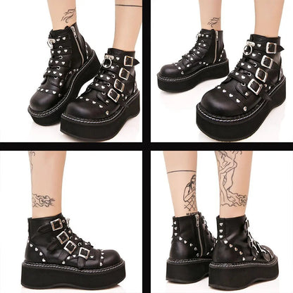 Funki Findz | Boots | Women's Platform Gothic Ankle Boots