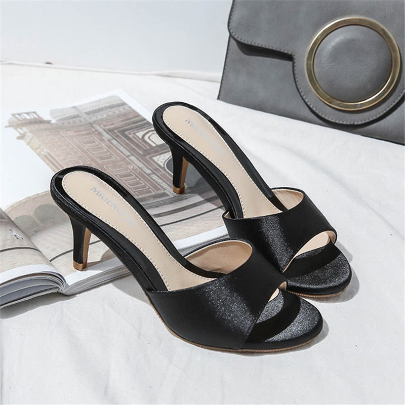 Funki Findz | Shoes | Women's Low Heeled Bridal Satin Slides