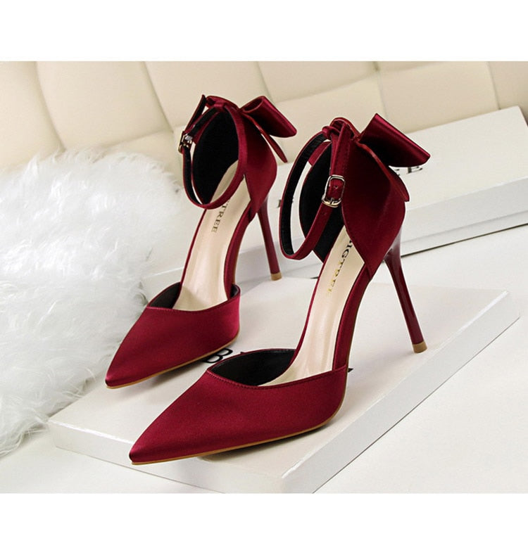 Funki Findz | Shoes | Women's Elegant Silk Bow Stiletto Pumps