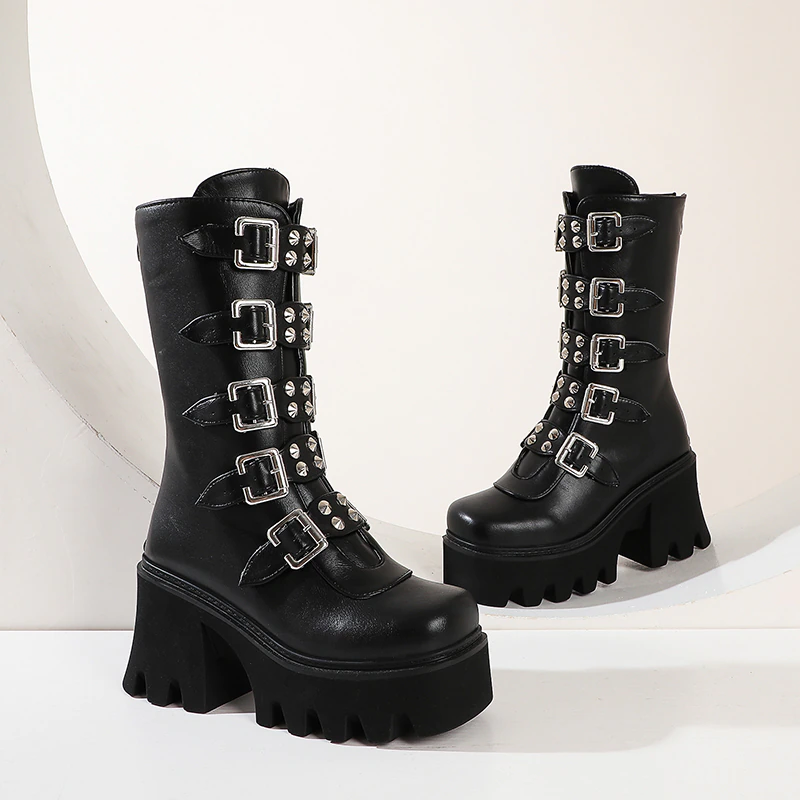 Funki Findz | Boots | Women's Platform Buckle Strap Wedges