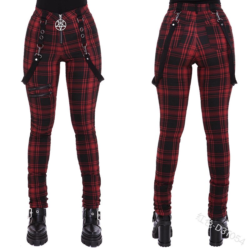 Funki Findz | Pants | Women's Gothic Punk Plaid High Waist Pant
