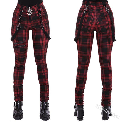 Funki Findz | Pants | Women's Gothic Punk Plaid High Waist Pant