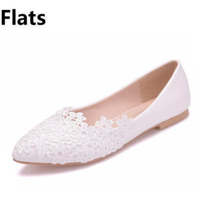 Funki Findz | Shoes | Women's White Lace Flower Wedding Shoe