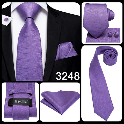 Funki Findz | Neckties | Men's Purple Silk Wedding 3Pcs Tie Set