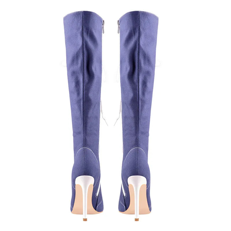 Funki Findz | Boots | Women's Lace Up Canvas Stiletto Boots