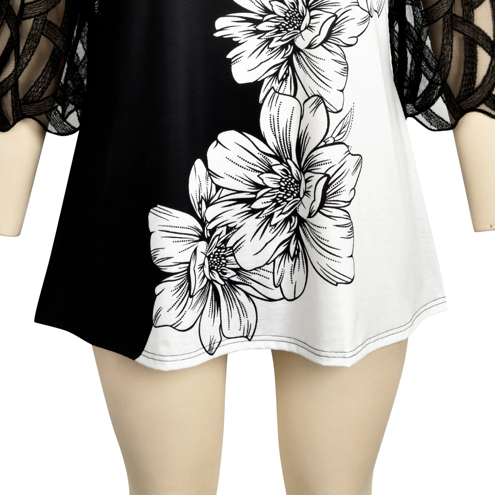 Funki Findz | Shirts | Women's Plus Splice Flower Print Blouse