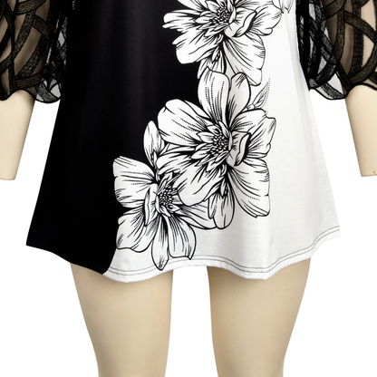 Funki Findz | Shirts | Women's Plus Splice Flower Print Blouse