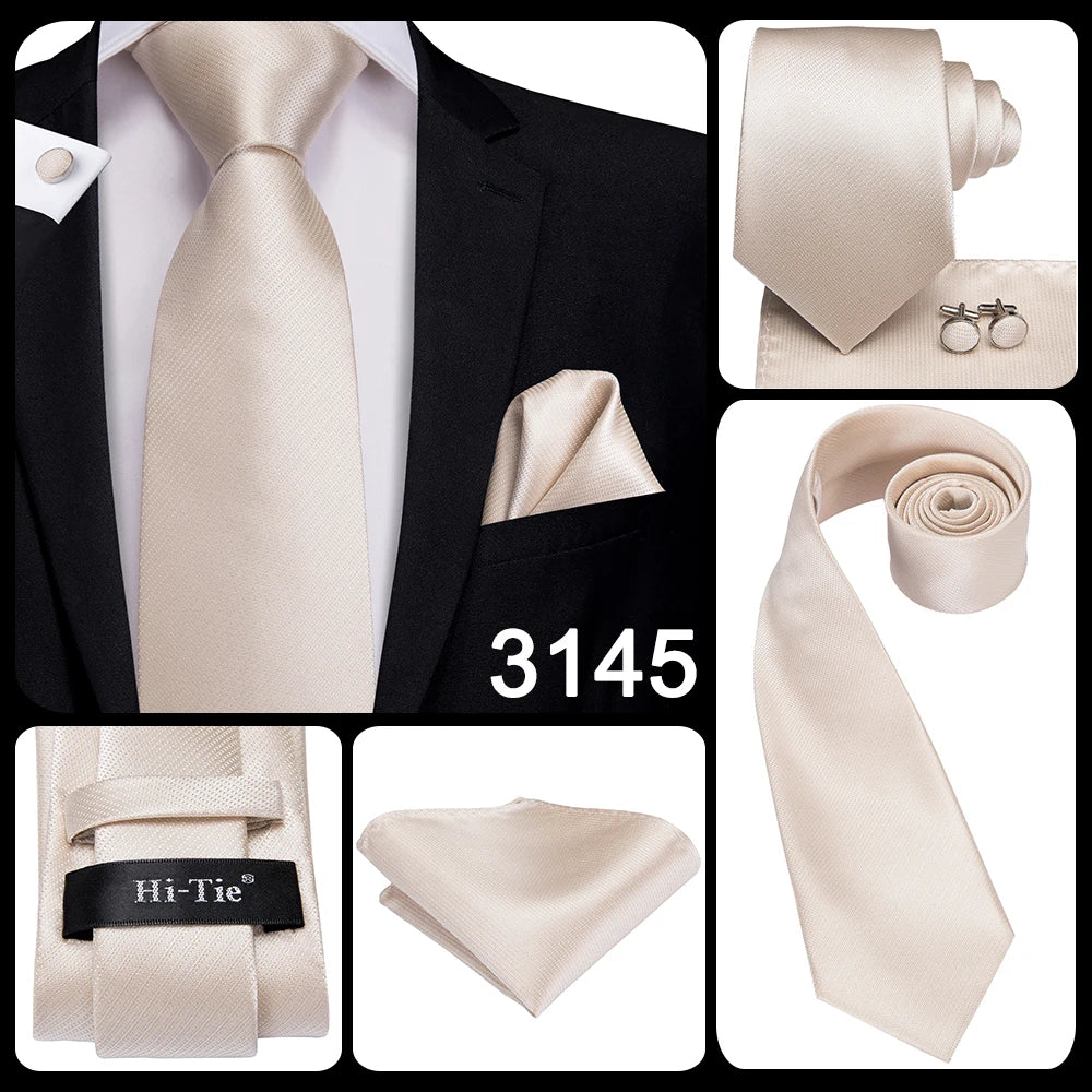 Funki Findz | Neckties | Men's 3pcs White Silk Wedding Tie Sets