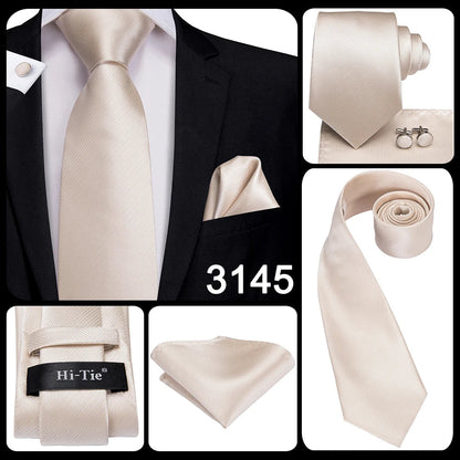 Funki Findz | Neckties | Men's 3pcs White Silk Wedding Tie Sets
