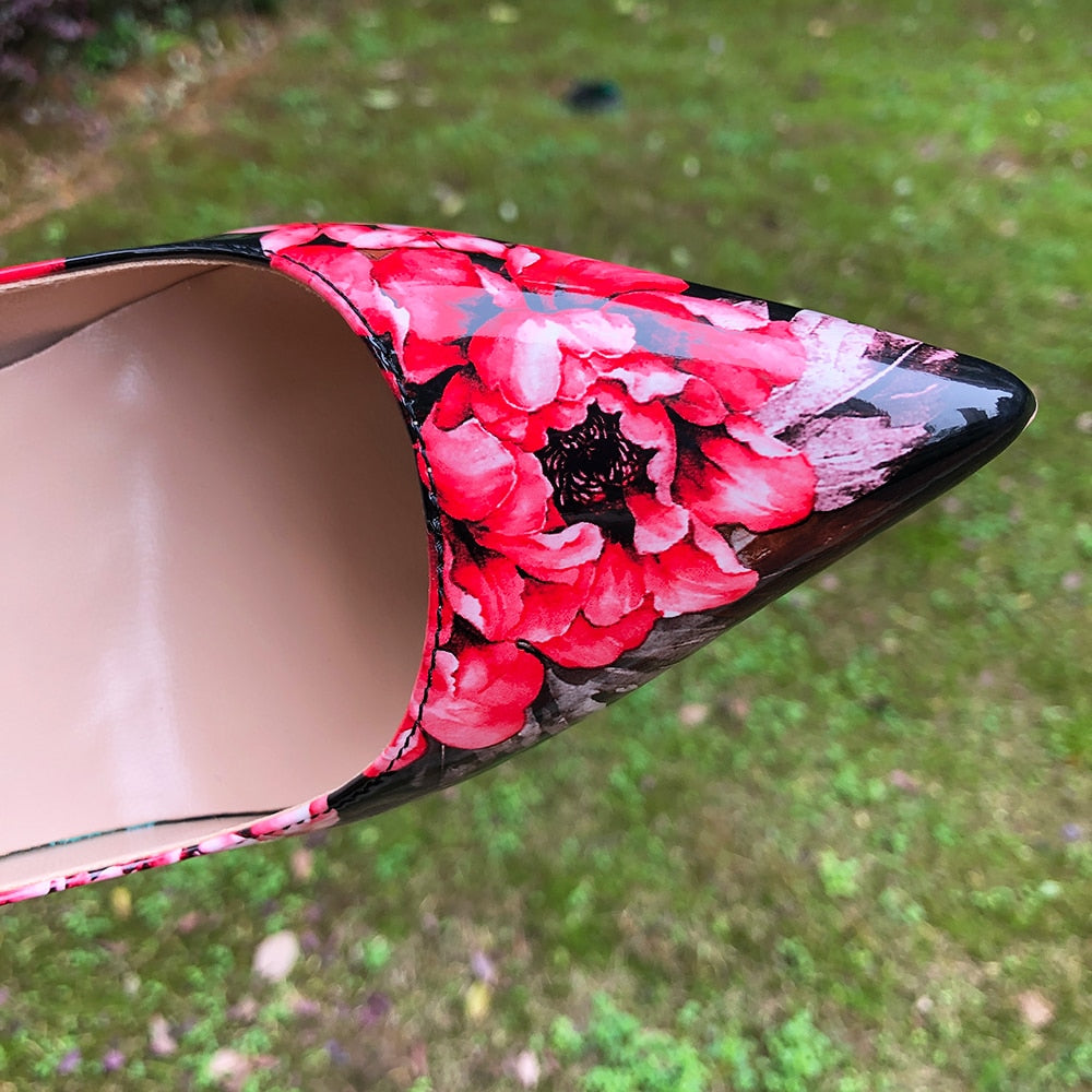 Funki Findz | Shoes | Women's Glossy Floral Print High Stilettos
