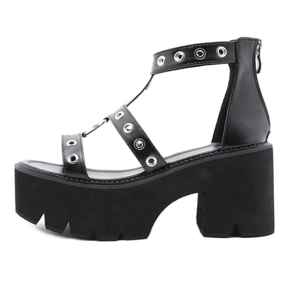 Funki Findz | Shoes | Women's Gothic Rivet Ring Platform Sandal