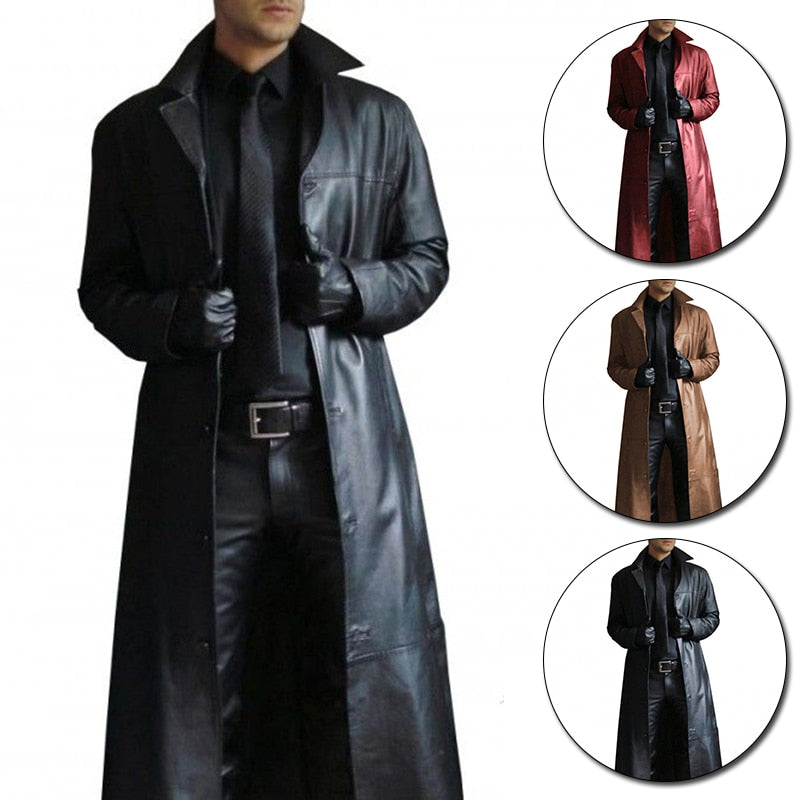 Funki Findz | Jackets | Men's Long Faux Leather Trench Coats
