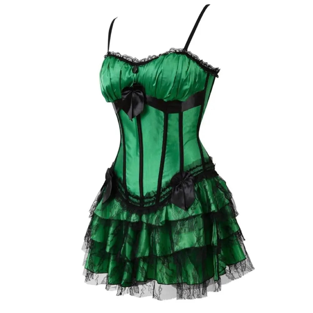Funki Findz | Dresses | Women's Gothic Satin Lace Corset Dress