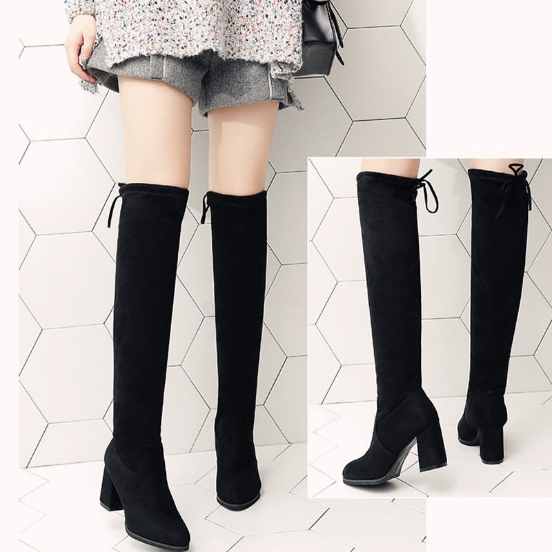 Funki Findz | Boots | Women's Thigh High Block Heel Boots 4|6|8